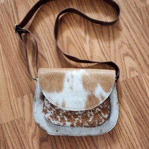 Genuine Handmade Cowhide Leather Flip Top Crossbody Bag